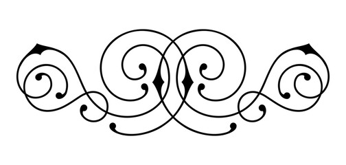 Line curl element. Modern decorative linear divider.