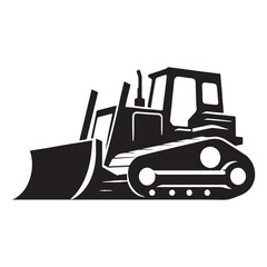 Naklejka premium Bold Bulldozer silhouette with detailed blade – Bulldozer illustration – Minimalist Bulldozer vector – Vehicle silhouette