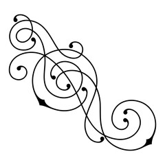 Line curl element. Modern decorative linear vignette.