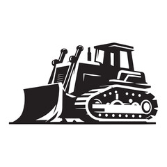 Earth Mover Bulldozer silhouette with blade detail – Bulldozer illustration – Minimalist Bulldozer vector – Vehicle silhouette

