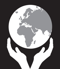 Hand hold world globe. vector