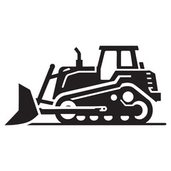 Rugged Bulldozer silhouette in construction mode – Bulldozer illustration – Minimalist Bulldozer vector – Vehicle silhouette

