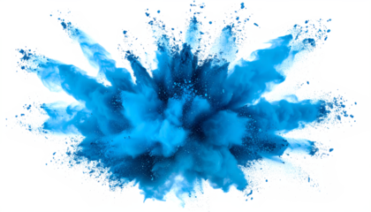 Vibrant blue explosion of powder creates a dynamic and energetic visual effect