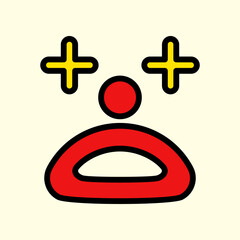 Fototapeta premium Vector Illustration of Clown Face Expression Representing Excitement and Happiness in Vibrant Colors