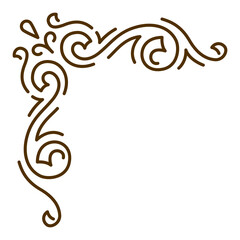 Line curl corner. Modern decorative linear element.