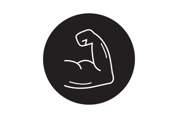 Flexing arm, linear style icon. strength and muscle building. Editable stroke. Muscle arm icon. Muscular arm logo. Flexing biceps symbol. 