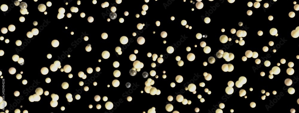 Poster abstract background of beige pearls floating on a black background. perfect for elegant designs.