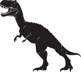 Obraz premium Allosaurus - A large bipedal predator with a muscular body, long tail, and sharp teeth. full length silhouette black vector illustration