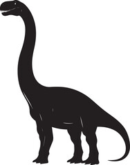 Brachiosaurus A giant dinosaur characterized by its long neck, substantial frame, and shorter tail, complete black vector silhouette design.