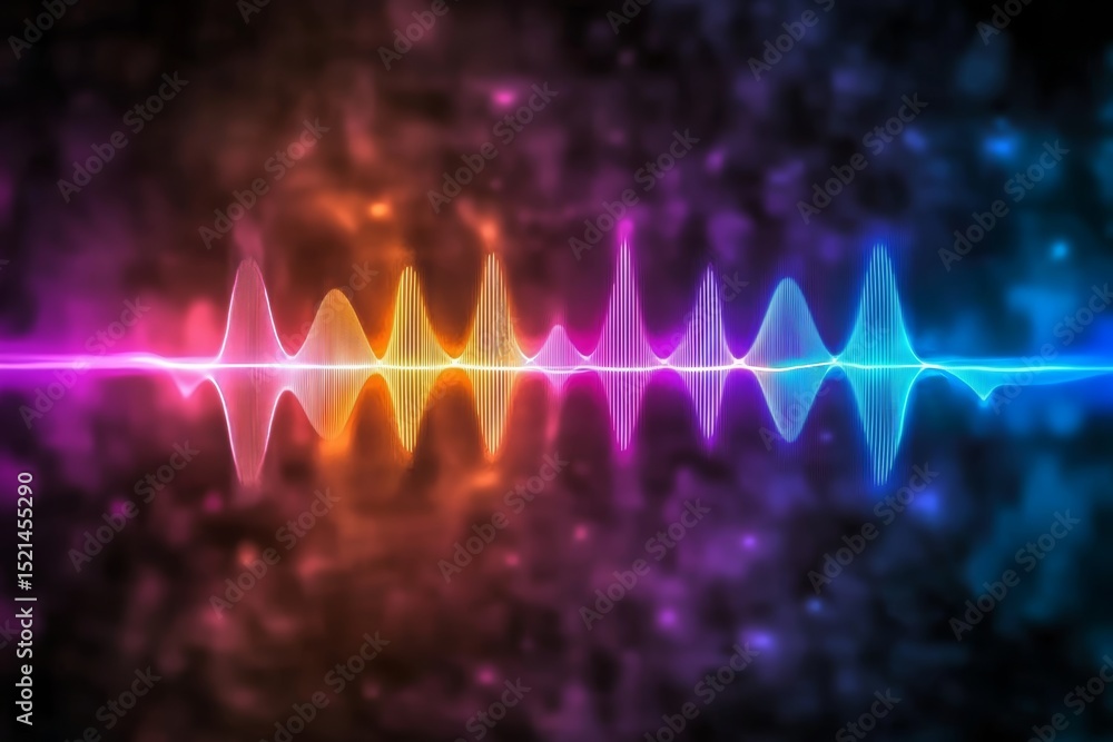 Poster abstract music spectrum equalizer graphic vibration with waveform oscillation in futuristic design