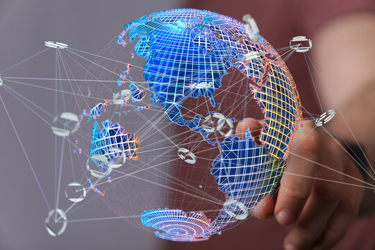 High-tech image depicting global network connections and digital technology. Perfect for tech, business, and communication.