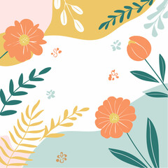 Vector simple minimal illustrations, simple wavy and groovy. hand drawn naive style, flowers and plants, floral botanic design templates, frames and modern wall art prints
