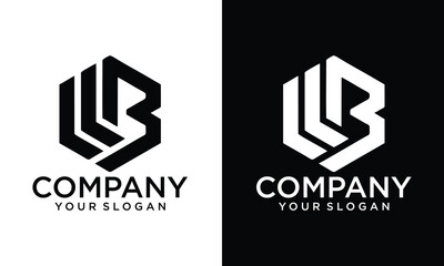 Creative WB, BW, W, B abstract letters logo monogram