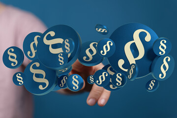 3D rendering of paragraph symbols floating.  Perfect for legal, law, and justice concepts.