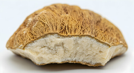 Unique Agate Geode Slice with Dendritic Patterns on White Background