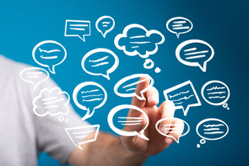 Conceptual image of communication, networking, and social media interaction.