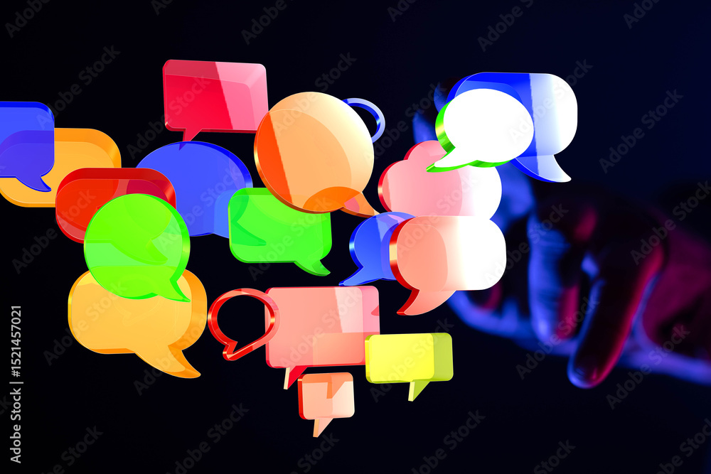 Aufkleber Abstract image of colorful speech bubbles,perfect for communication, social media, and networking concepts.