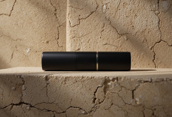Elegant Lipstick on Textured Surface with Warm Natural Lighting