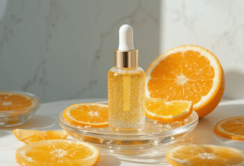 Refreshing Citrus Serum with Fresh Orange Slices and Sparkling Water