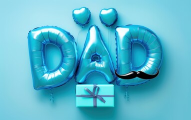 Colorful balloon decorations celebrating Father's Day with gifts and playful designs