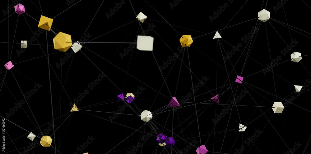 Poster modern digital network background. geometric shapes connected by lines. ideal for technology, connec