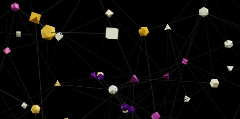Modern digital network background. Geometric shapes connected by lines. Ideal for technology,...