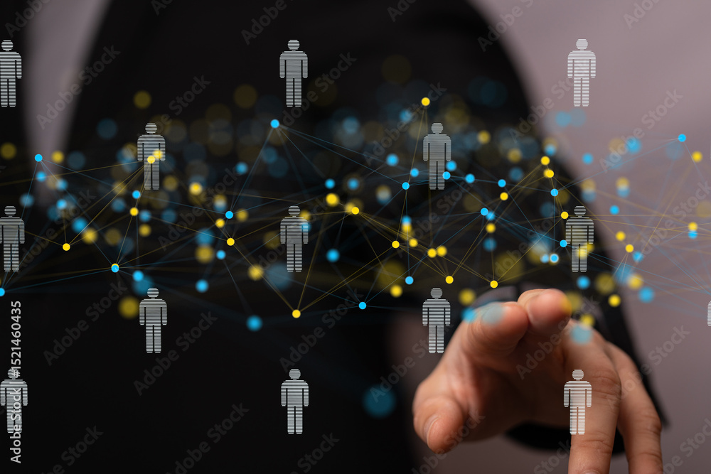 Poster Connecting people and businesses worldwide.  Collaboration and networking concept.