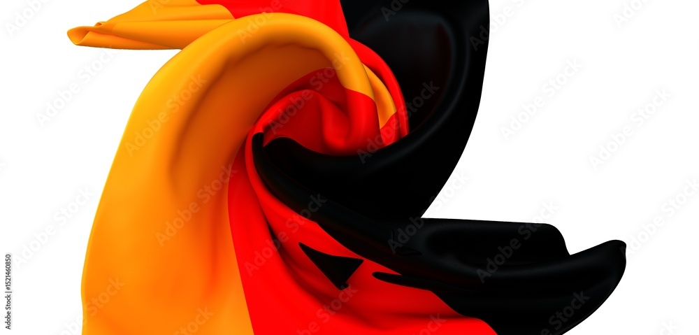 Poster abstract image of black, red and gold fabric swirling. perfect for design projects needing bold colo