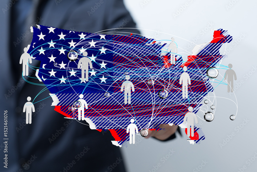 Fototapete visual representation of nationwide connections and networking.