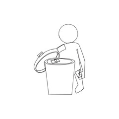  continuous line Trash icon vector. trash can icon. delete sign and symbol.
