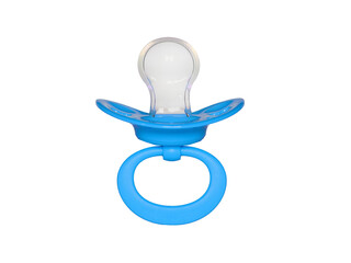 blue pacifier for boy isolated on white background