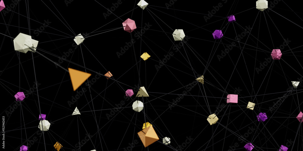 Poster stock photo of interconnected geometric shapes. ideal for technology, network, and connection concep