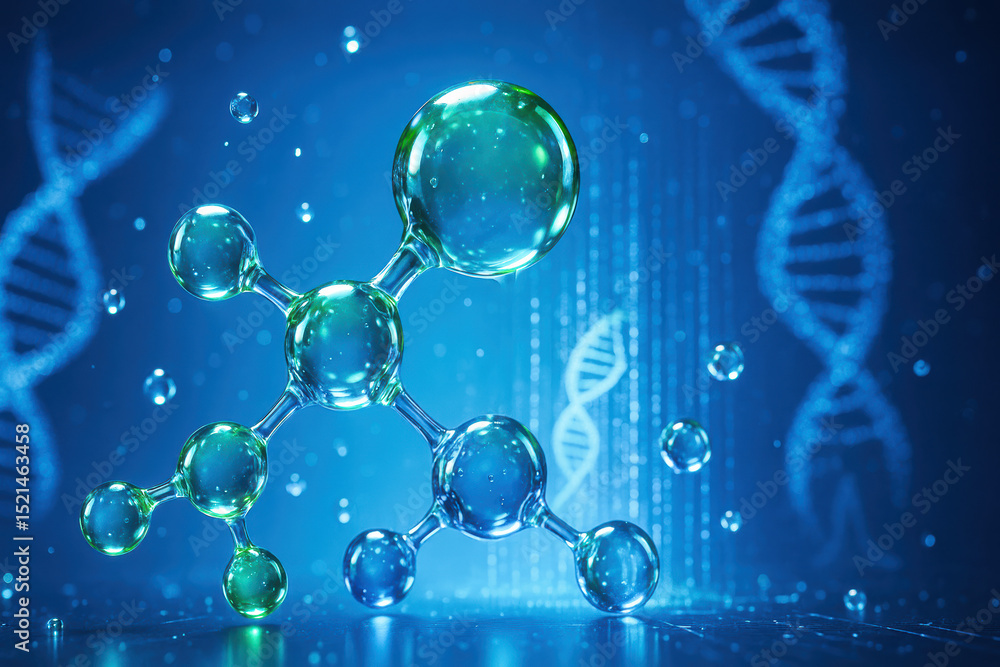 Poster this visualization captures innovation and connectivity by illustrating molecular structures that sy