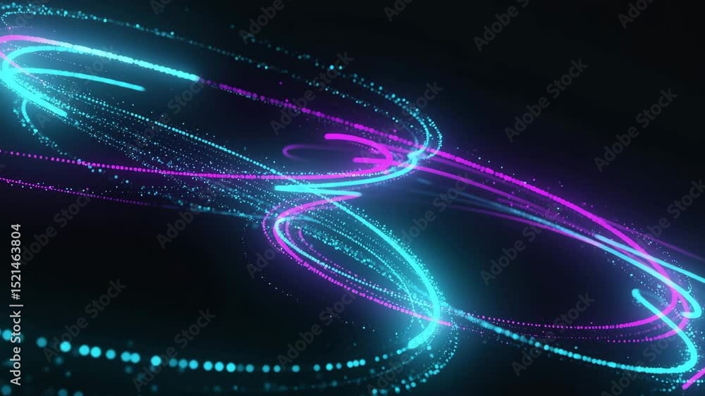 Poster vibrant light trails dance in captivating patterns during an abstract animation session in a dark sp
