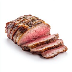 Roast beef slice isolated on clean white background