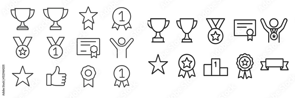 Poster Awards and achievements collection showcasing various icons representing success and recognition in different fields
