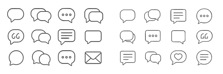 Collection of diverse speech bubbles designed for communication and expression in various contexts and mediums