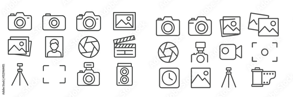 Aufkleber collection of photography and videography icons showcasing various tools and elements used in visual