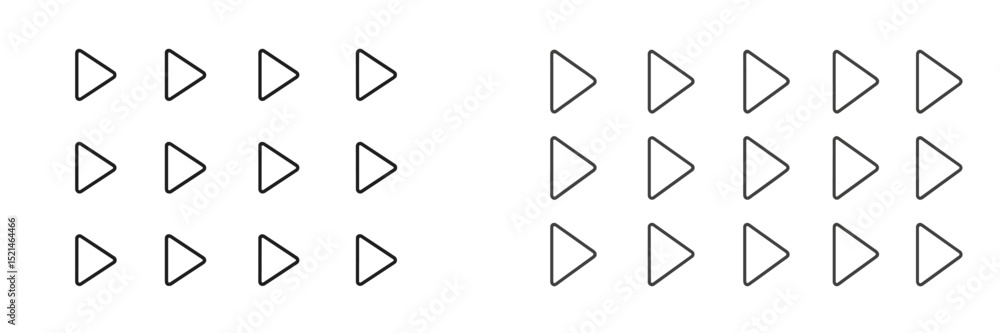 Poster Various arrangements of triangular shapes on a plain background showcasing design variations in a minimalist style