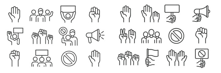 Obraz premium Protest symbols and gestures represented in an illustrative design showcasing activism and community engagement