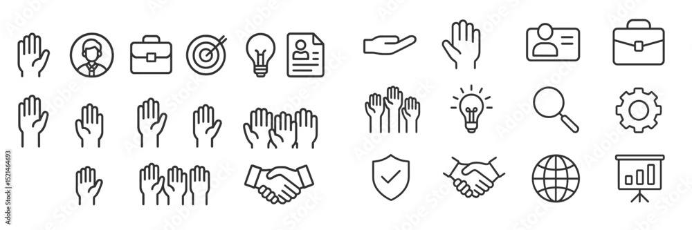 Aufkleber creative design of hand symbols representing various concepts in a digital format for business and c