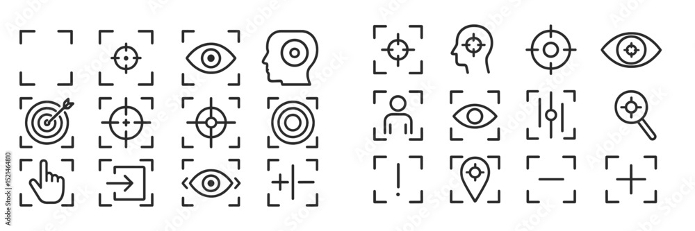 Aufkleber Various abstract icons representing vision, targeting, and navigation concepts in a grid layout