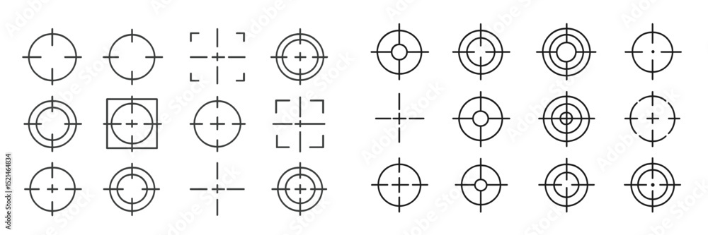 Fototapete Variety of target symbols displayed in a grid pattern featuring different designs and sizes for use in graphic design projects
