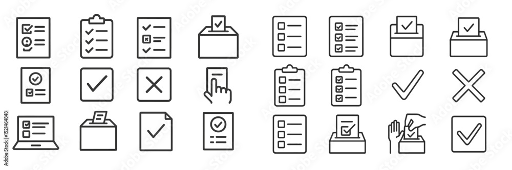 Poster Checklist and voting symbols used for organizing tasks and elections in various settings