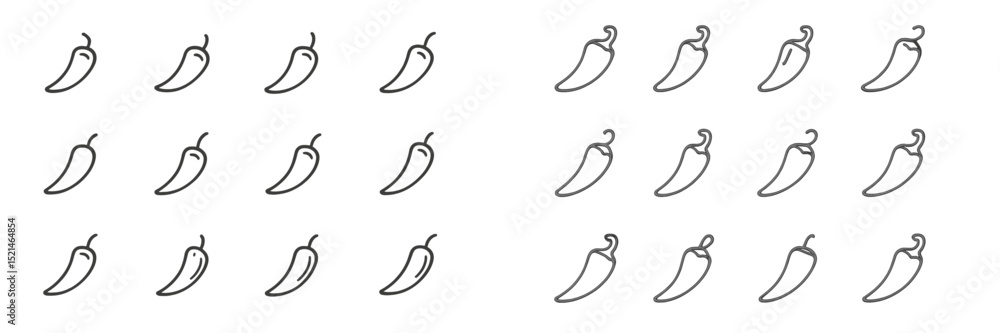Aufkleber unique collection of pepper illustrations in color and outline style on a simple background showcasi