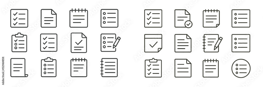 Poster Checklist icons and note-taking elements arranged in a structured display for organizational purposes online