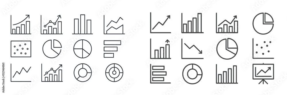 Aufkleber Visual representation of various data charts and graphs showcasing trends and statistics in a clean design