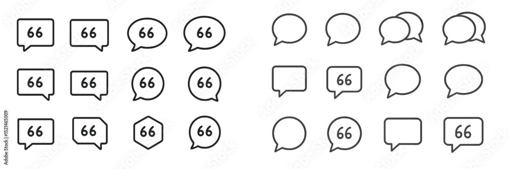 Aufkleber collection of speech bubbles with the number sixty-six in various styles and designs for creative pr
