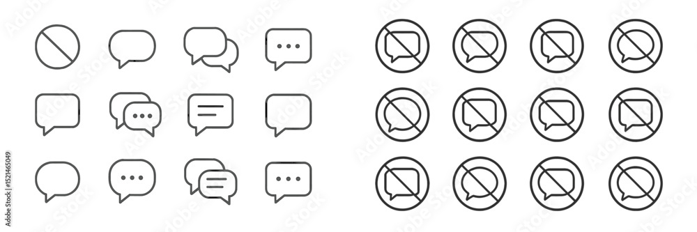 Poster various icons depicting communication symbols with different states including silent and muted optio