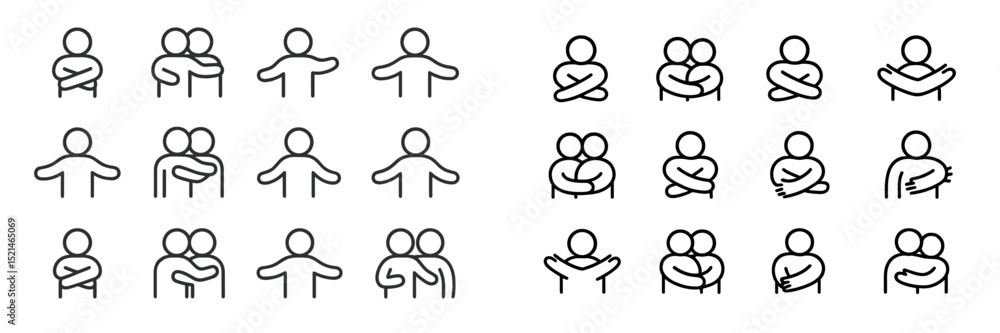 Aufkleber various hand gestures representing emotions and interactions between people in simple line art style